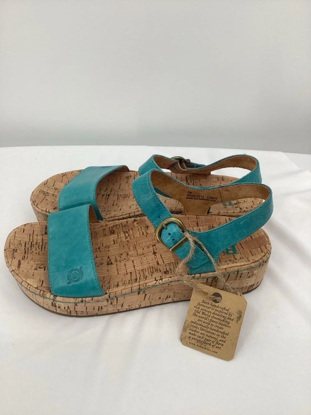 Born Sari Turquoise Cork Platform Sandals